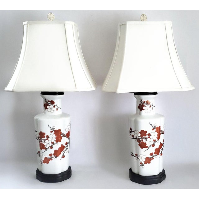 Mid 20th Century Lamp Pair Flowers Restored For Sale - Image 5 of 16