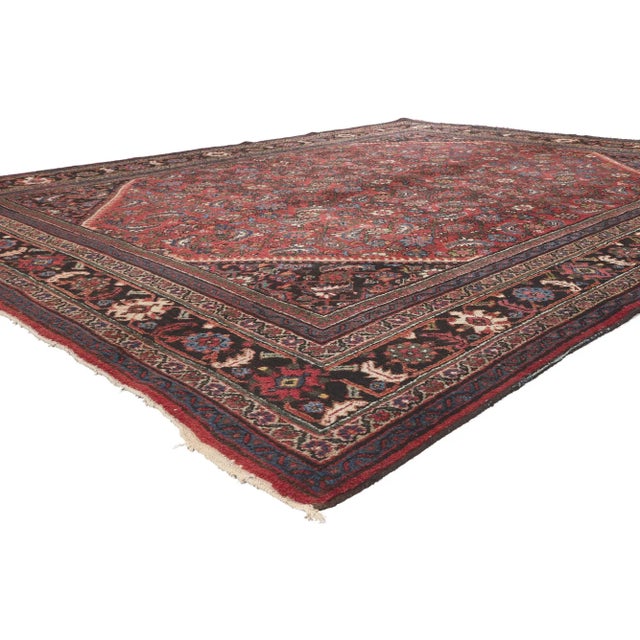 76926 Antique Persian Mahal Rug, 08'10 x 11'10. Perpetually posh meets Ivy League style in this hand knotted wool antique...