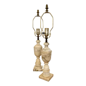 Vintage 1930s Alabaster Lamps - a Pair