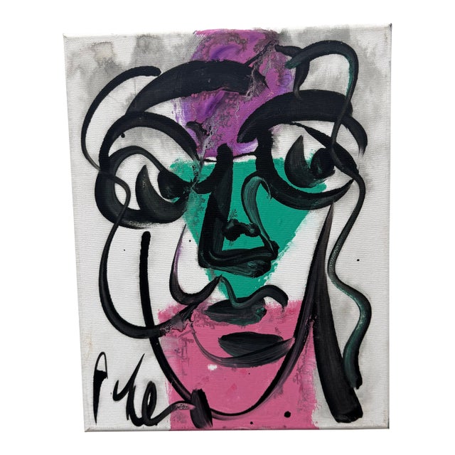 1980s Peter Robert Keil Acrylic Abstract Painting on Canvas For Sale