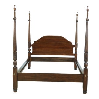 Harden Queen Size Cherry Rice Carved Poster Bed For Sale