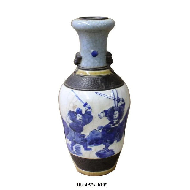 Ceramic Vintage Chinese Handmade Porcelain People Scenery Vase For Sale - Image 7 of 7
