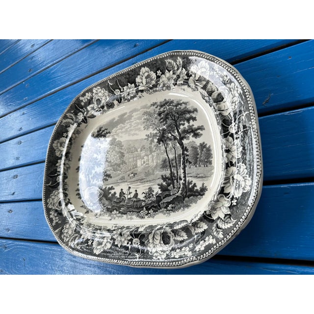English Antique Platter of Rievaulx Abbey Yorkshire by Enoch Wood - Mid 1800s. For Sale - Image 3 of 9