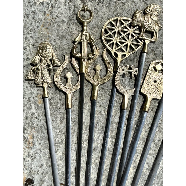 Greige Vintage Boho Brass Icon Skewers - Set of 12 For Sale - Image 8 of 11