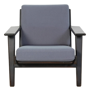 Black GE290 Chair in Blue Fabric by Hans Wegner, 1990s