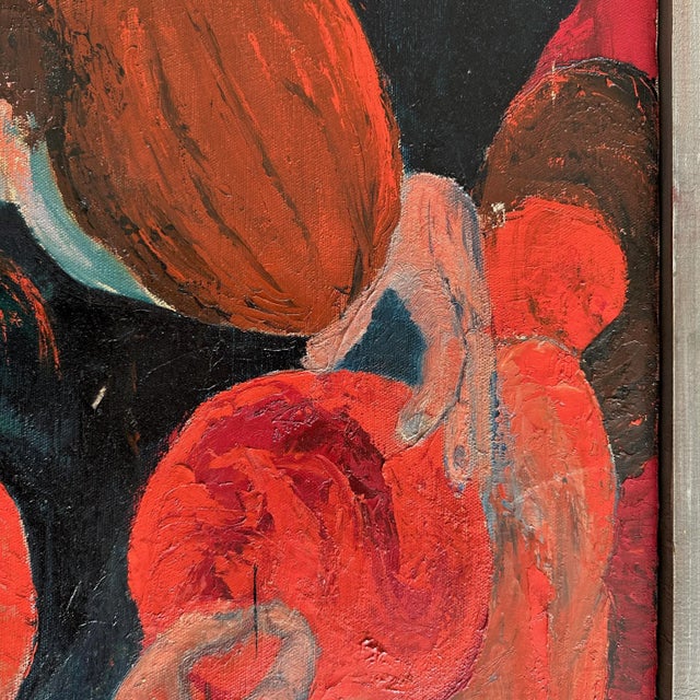 Vintage Expressionist Figurative Study of a Crouching Woman, Signed (1955, Oil on Canvas) For Sale - Image 4 of 6