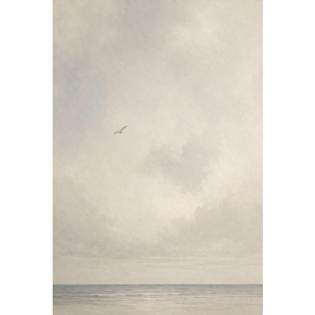 Paper Minimalist Coastal Horizon, Neutral Seascape Wall Art Print, 24″ × 36″ For Sale - Image 7 of 9