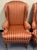Queen Anne Late 20th Century Striped Upholstered Wingback Chairs- A Pair For Sale - Image 3 of 12