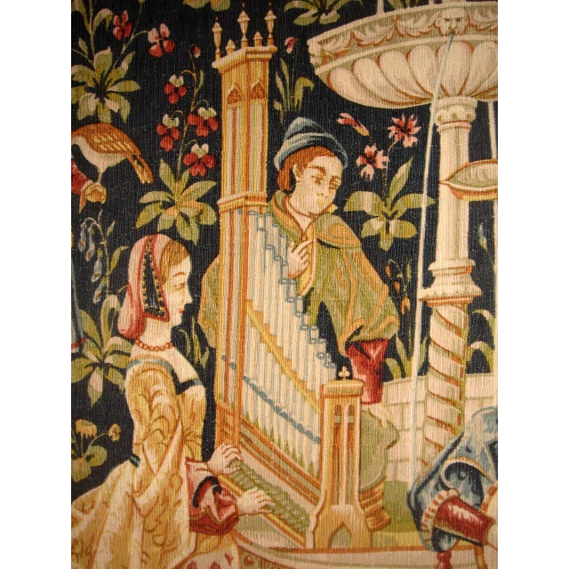 Medieval Style Tapestry - Concert Near Fountain For Sale - Image 10 of 12