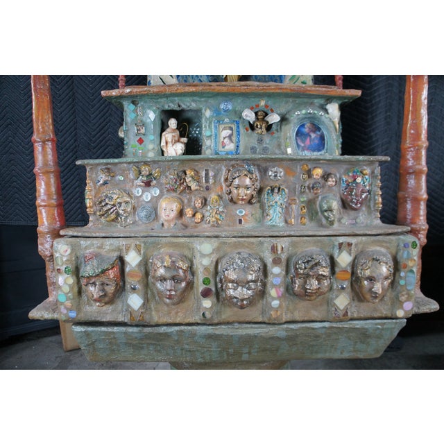 1990s Ann Ruff Large Figural Tiered Folk Art Sculpture Altar Church Shrine Statue 91" For Sale - Image 9 of 18