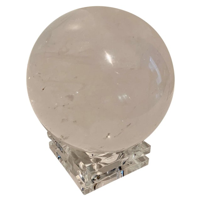 Rock Crystal Ball on Stand Paper Weight For Sale - Image 9 of 9