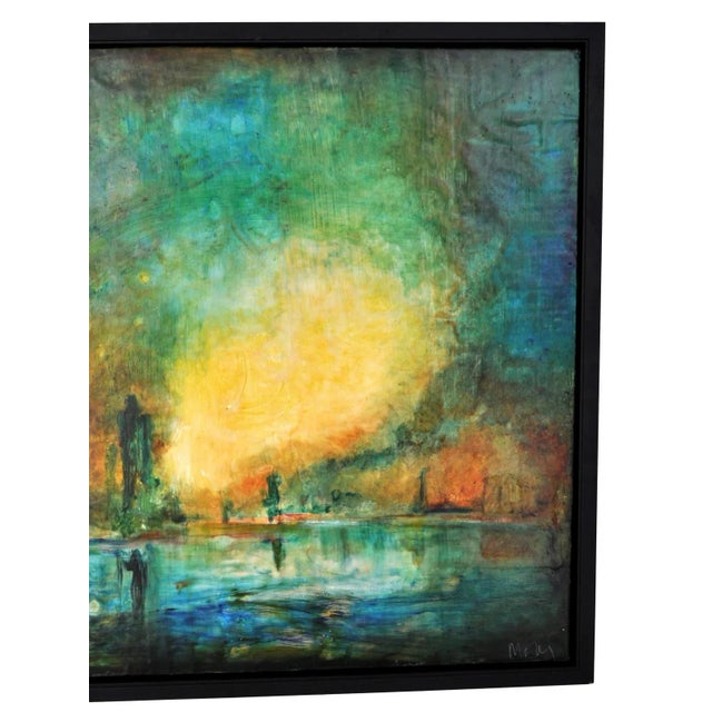 Late 20th Century Molly Cliff Hilts Modernist Encaustic Painting "New Orleans" Pacific Northwest Artist Molly Hilts For Sale - Image 5 of 8