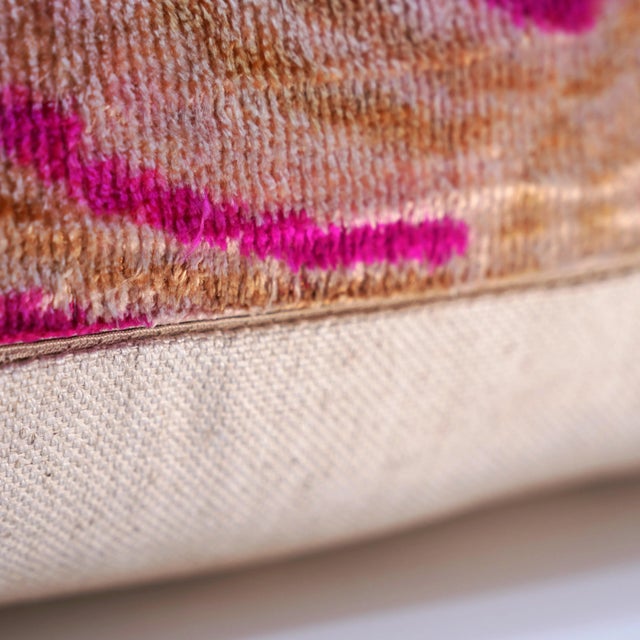 Pink Contemporary Handmade Luxury Pink Velvet Throw Pillow + Down Insert For Sale - Image 8 of 12