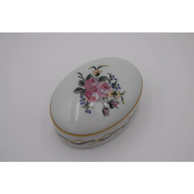 Limoges, France Vintage Limoges Lidded Oval Trinket Box For Sale - Image 4 of 5