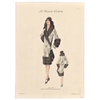 1920s French Art Deco Couture Fashion Print For Sale