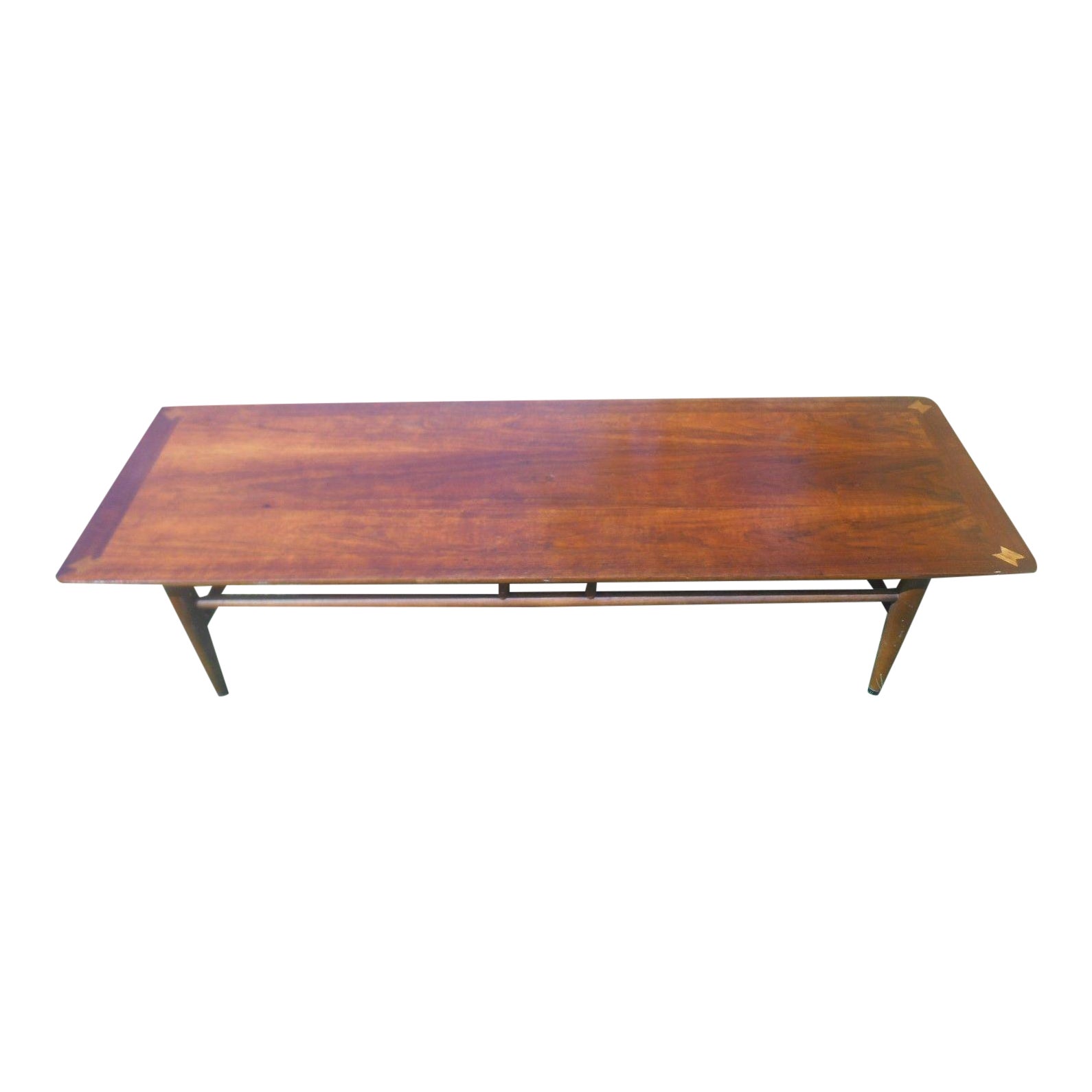 1960s Vintage Lane Walnut Surfboard Coffee Table | Chairish