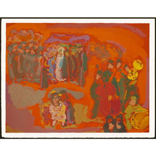 Original lithograph from the limited edition portfolio "Stempeniou de Cholem Aleikhem" by Emmanuel Mané-Katz, published in...