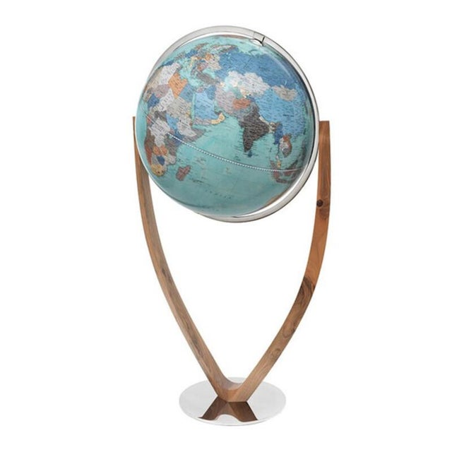 Vertigo Aquamarine Globe by Zoffoli Mappamondi For Sale - Image 6 of 6