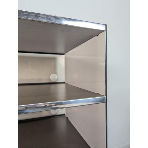 1970s Hi-Fi Cabinet with Drop-Down Door in Smoked Acrylic Glass and Chrome-Plated Metal, 1970s For Sale - Image 5 of 8