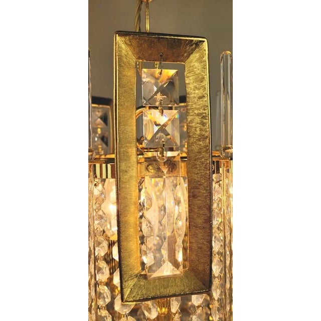 Chandelier in Gilded Brass and Glass Garlands For Sale - Image 6 of 8