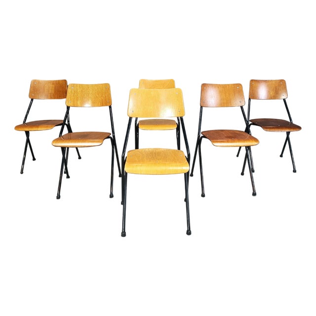 Postmodern Plywood Dining Chairs, 1970s, Set of 6 For Sale