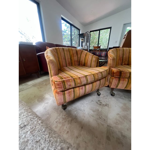 Orange 1960s Mid Century Modern Barrel Back Chairs in the Style of Harvey Probber - a Pair For Sale - Image 8 of 12