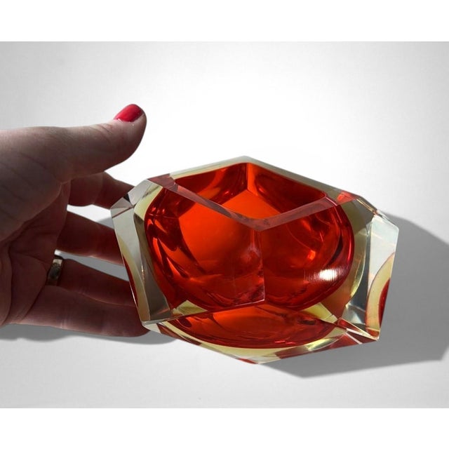 Mandruzzato Style Murano “Sommerso” Glass Ashtray For Sale - Image 13 of 18