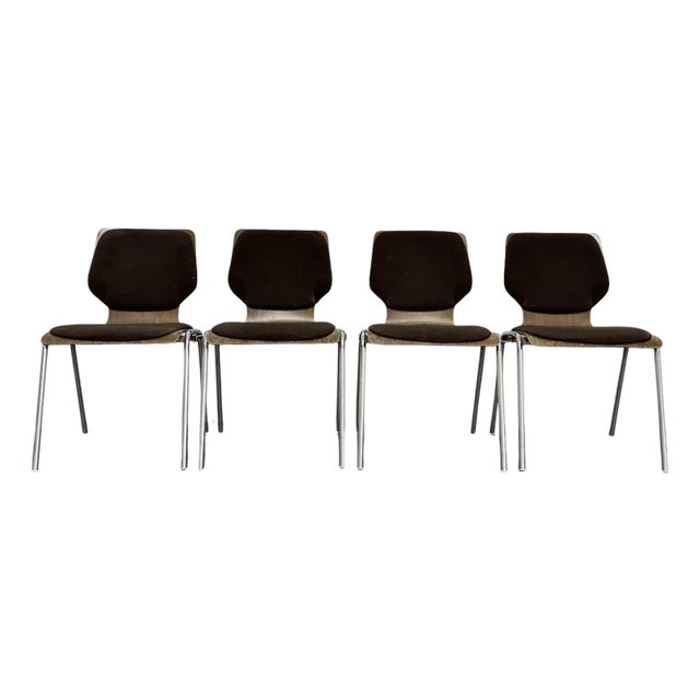 Modern Dining Chairs in the style of Carlo Ratti, 1970s, Set of 4 For Sale