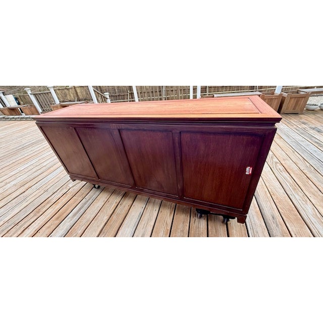 1960s Chinese Carved Rosewood Hand-Carved Long Life Sideboard Cabinet Buffet Server For Sale - Image 15 of 16