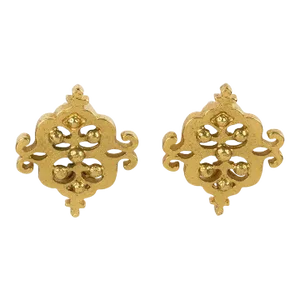 Yves Saint Laurent Paris Gilt Metal Baroque Pair of Clip Earrings