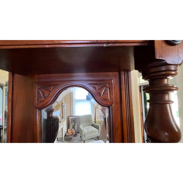 Carved Wood Victorian Fireplace Mantel & Surround Beveled Mirrors 1880's For Sale In Minneapolis - Image 6 of 12