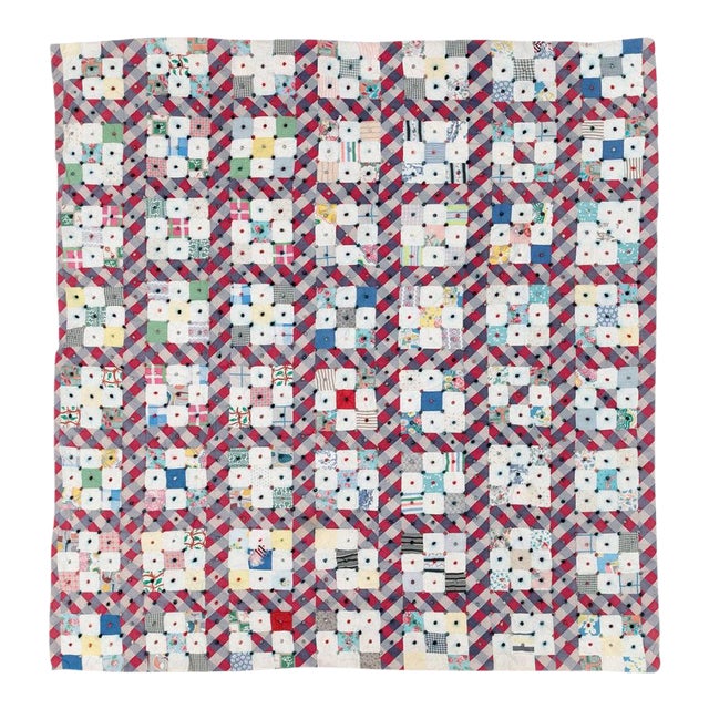 Galerie Shabab Collection Mid-20th Century Handmade American Square Quilt For Sale