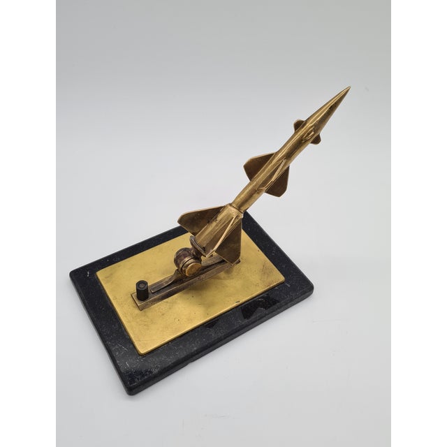 Space Age Rocket Figurine in Bronze Gold on Black Marble, 1970s For Sale - Image 6 of 9