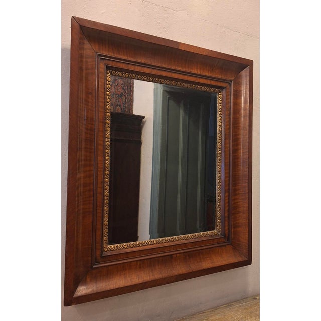 Antique Walnut Mirror with Bevelled Edge, 1850 For Sale - Image 3 of 9