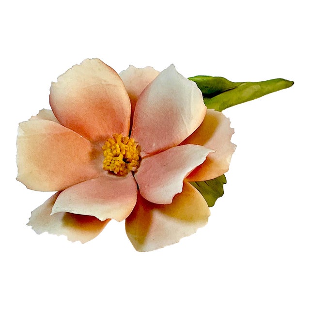 Vintage Italian Boho Chic Capodimonte Porcelain Peach Flora Bloom From Naples For Sale