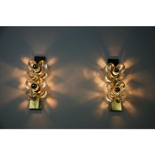 Mid-Century Brass and Glass Wall Lamps attributed to Sische, Germany, 1960s, Set of 2 For Sale - Image 4 of 11
