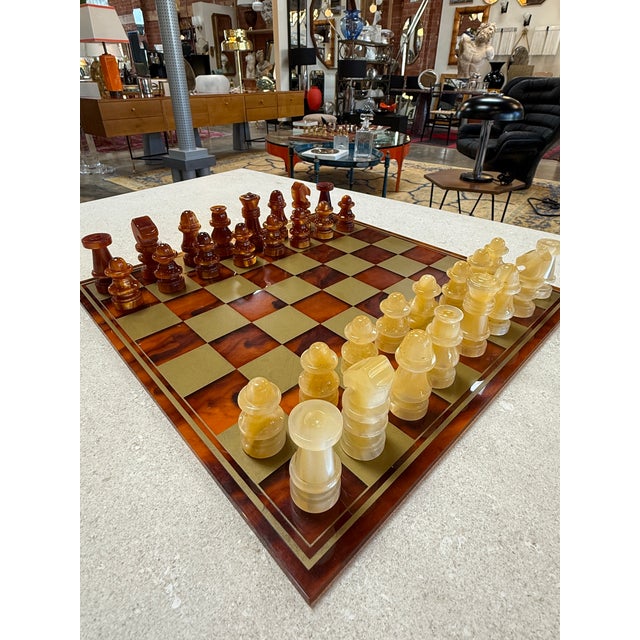 Italian Tortoiseshell Lucite Chess Set For Sale - Image 4 of 7