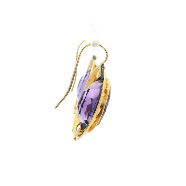 Late 19th Century Victorian 18k Gold 20 Carat Amethyst Drop Earrings, Pair For Sale - Image 4 of 15