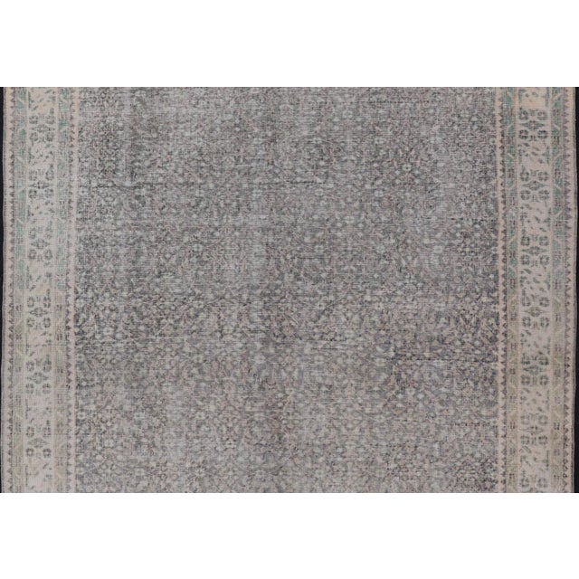 Mid 20th Century Vintage Hand-Knotted Distressed Turkish Rug in Wool With All-Over Floral Pattern For Sale - Image 10 of 13