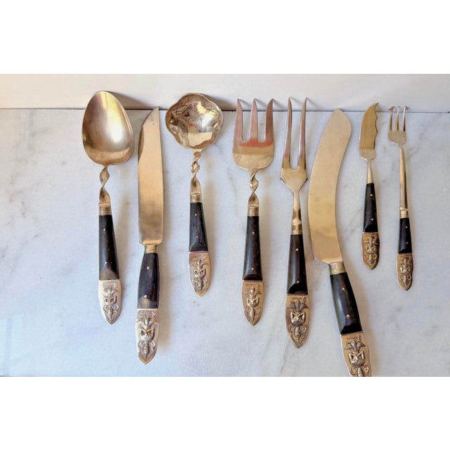 Vintage Siam/Thailand Brass Buddha Serving Utensils - 8 pcs For Sale - Image 9 of 10