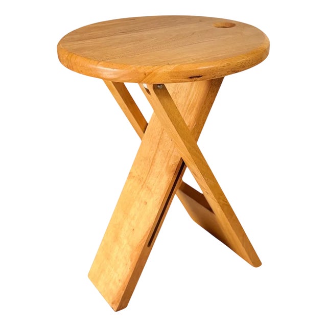 French Folded Stool in Wood by Adrian Reed, 1970 For Sale