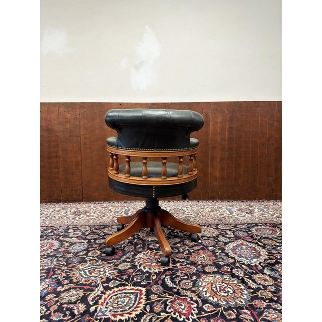 English Chesterfield Captain Desk Chair For Sale - Image 4 of 8