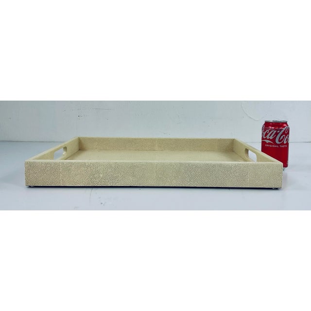 Made Goods Made Goods Modern Large Ivory Faux Shagreen Emery Tray For Sale - Image 4 of 4