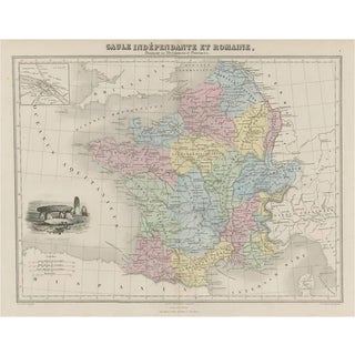 Antique Map of France in Ancient Roman Times, 1880 For Sale