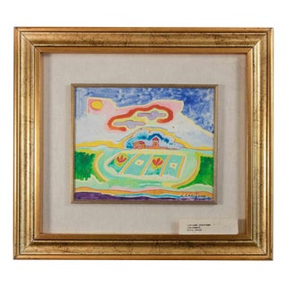 Luciano Schifano, Landscape, Oil on Cardboard, 1980s For Sale