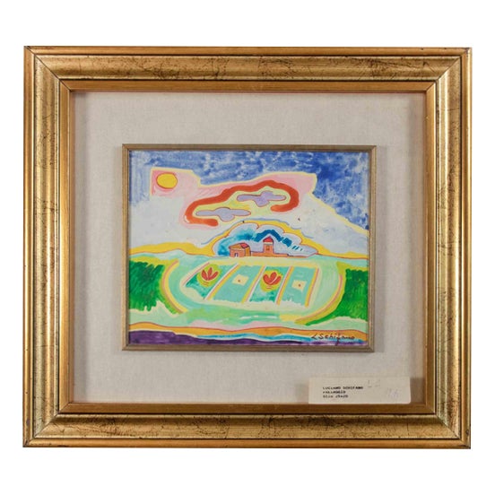 Luciano Schifano, Landscape, Oil on Cardboard, 1980s For Sale