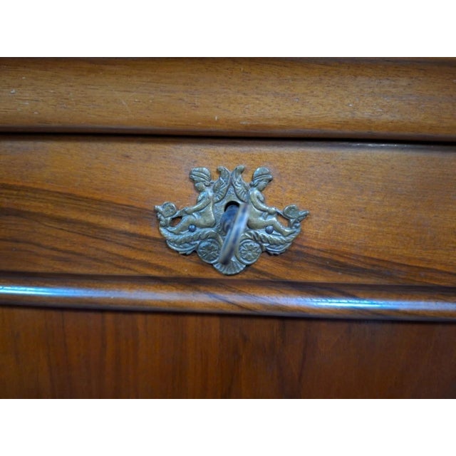 Wood Vintage Louis Philippe Cherrywood Drop-Front Secretary Desk with Leather Top For Sale - Image 7 of 13