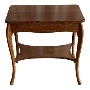 American Tiger Oak Side Table W. Shelf