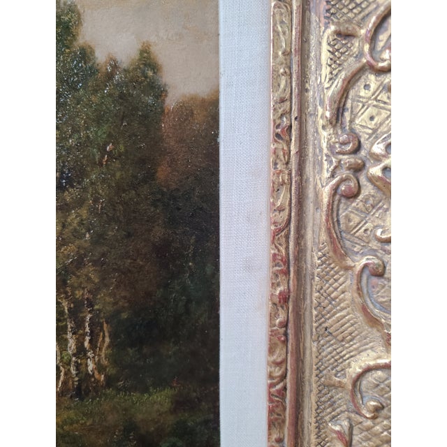 Claude E. Picault Antique Oil Painting 19th Century Pastoral Pond Landscape For Sale - Image 17 of 17
