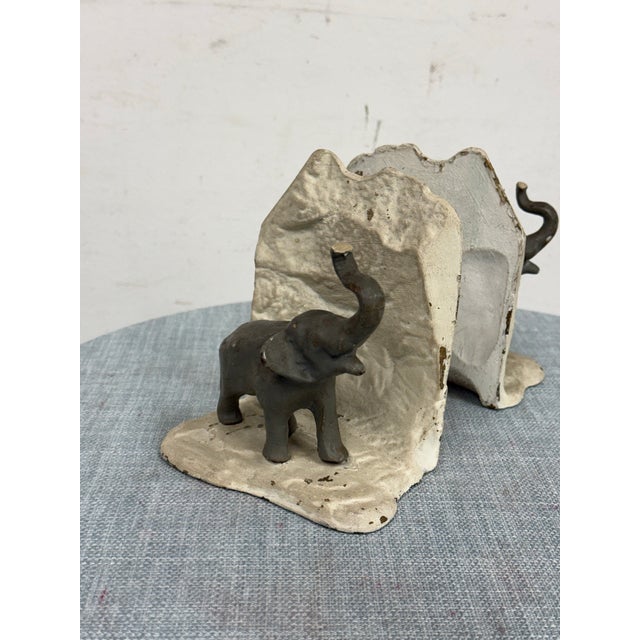 African Vintage Cast Metal Elephant Bookends, Pair For Sale - Image 3 of 12